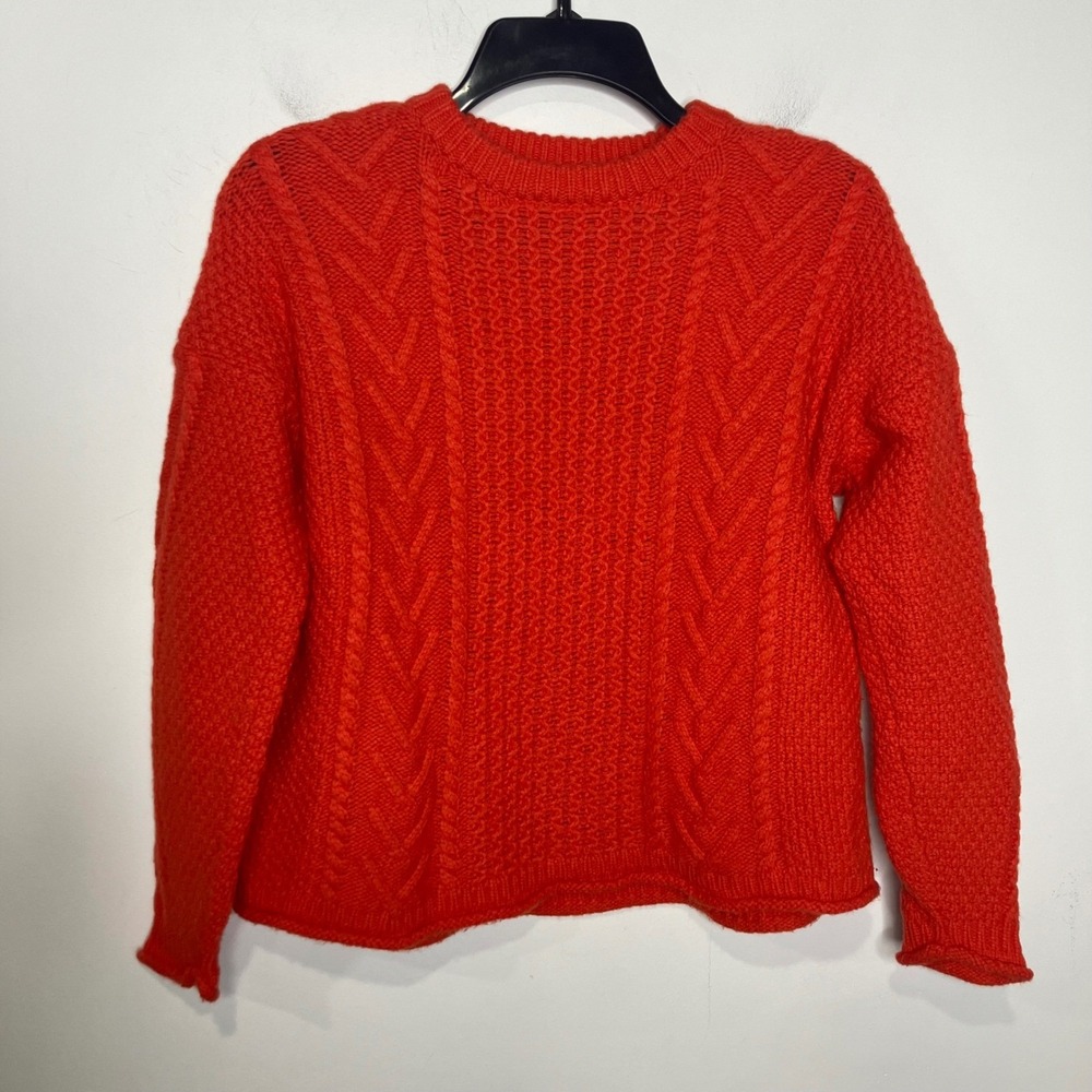 Madewell Orange red sweater women's size‎ small cozy winter Christmas holiday